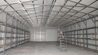 30' x 70' x 12' Pewter & Green Metal Garage